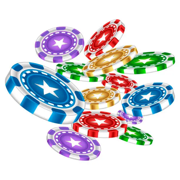 Vector illustration of Colored gambling chips casino design