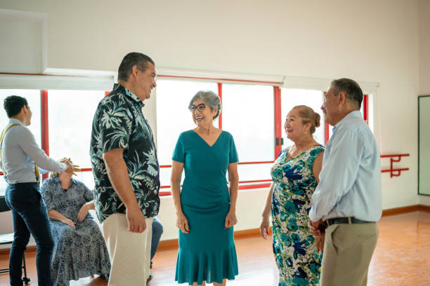 istock Mature couple friends talking at dance studio 1452720370