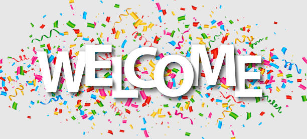 istock Welcome sign on colorful confetti pieces background 1452720735