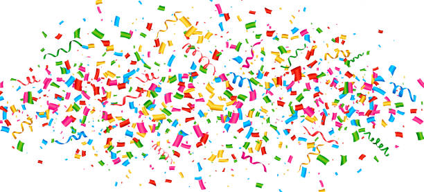 istock Falling colorful confetti pieces on white background 1452720741
