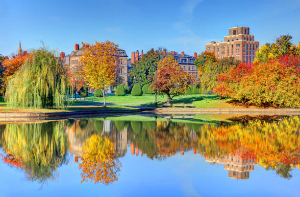 autunno nel boston public garden - boston massachusetts new england back bay foto e immagini stock