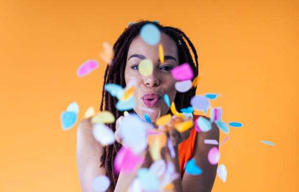 istock Woman posing on colored backgrounds in studio wearing trendy clothes 1452723988