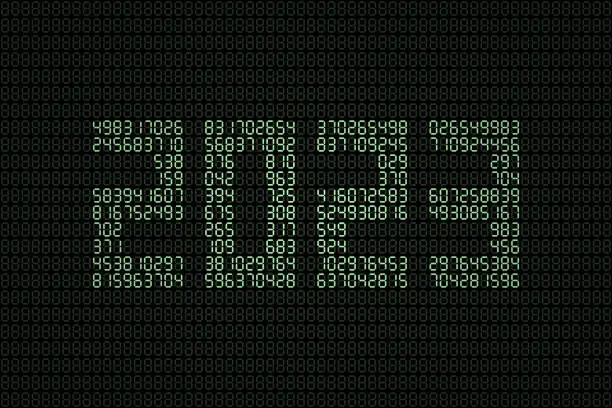 Vector illustration of Number 2023 composed from glowing digits on big electronic board