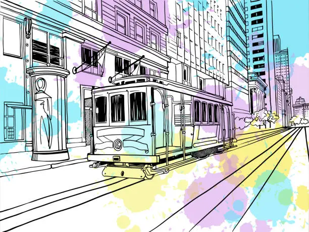 Vector illustration of Cable Car in San Francisco.