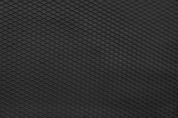 istock Steel black protective grille with mesh background texture and pattern. Industrial corrugated rough iron surface 1452728014