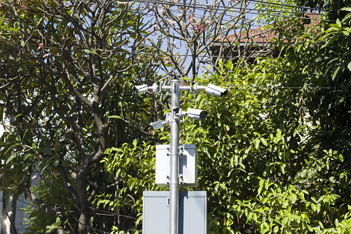 Pole with surveillance cameras in Bangkok