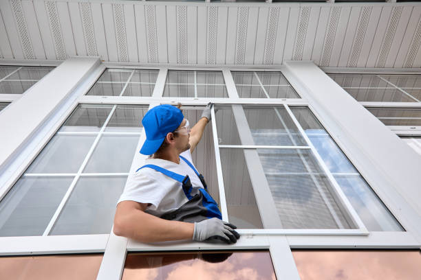 istock Professional installation of mosquito nets on a large plastic window 1452732770