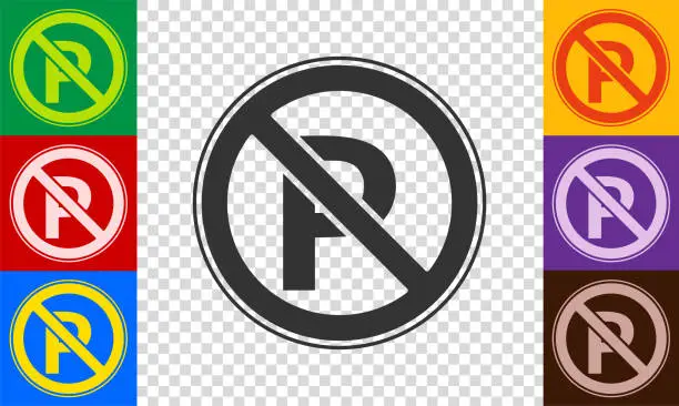 Vector illustration of Prohibited parking icon set.