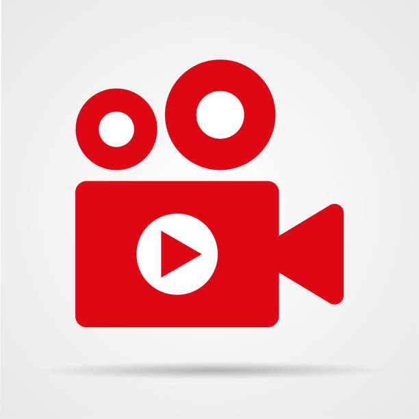Cinema camera icon. Vector illustration in HD very easy to make edits. youtube logo stock illustrations