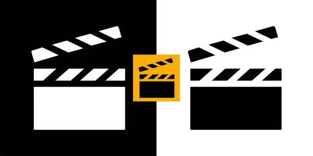 Vector illustration of Cinema clapperboard icon.