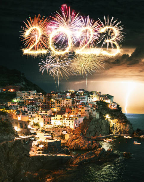 istock manarola at night with fireworks 1452740051