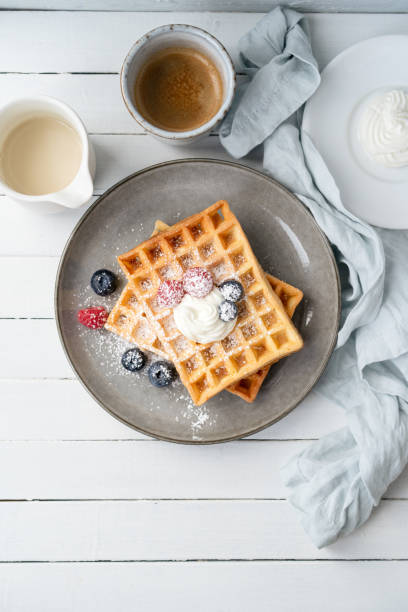 istock Waffles with blueberries and raspberries 1452740651