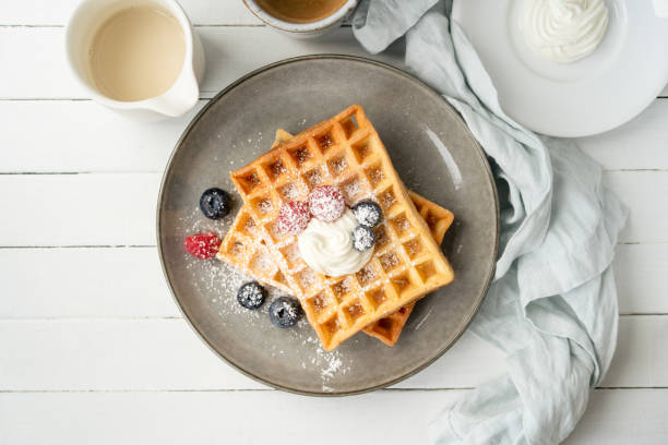 istock Waffles with blueberries and raspberries 1452740662