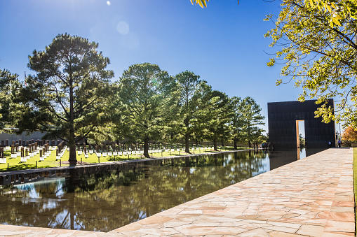Oklahoma City, OK, USA - October 7, 2018: The Oklahoma City National Memorial was created to remember those that lost their lives due to the Oklahoma City bombing that occurred in 1995.