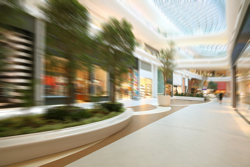 shopping mall in motion blur