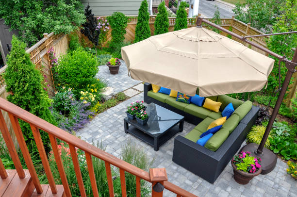 istock Small downtown Toronto urban back yard garden in summer. 1452751791