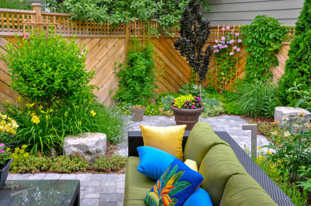 istock Small downtown Toronto urban back yard garden in summer. 1452751806