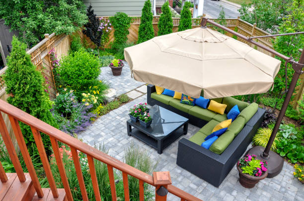 istock Small downtown Toronto urban back yard garden in summer. 1452751851