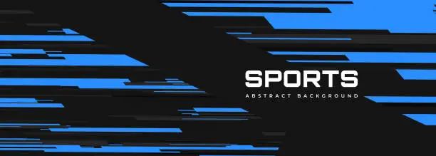 Vector illustration of Sports abstract background. Modern sport banner design with horizontal blue and gray lines.