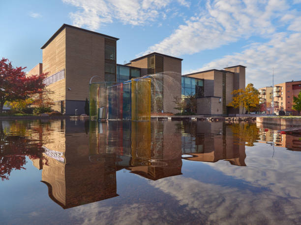 istock Public park in Europe and urban modern architecture. 1452754731