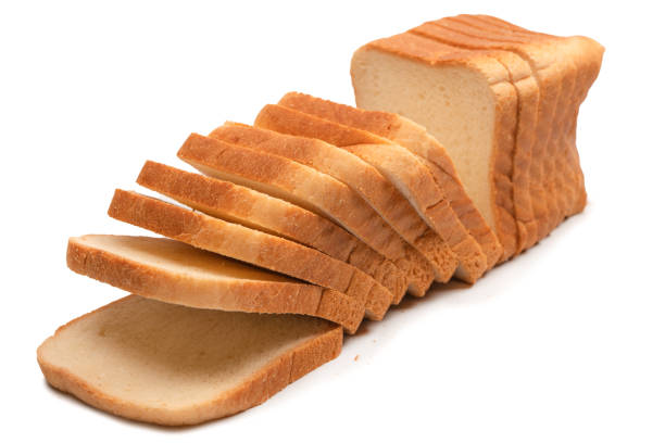 istock Delicious bread slices isolated on a white background, top view. 1452755369