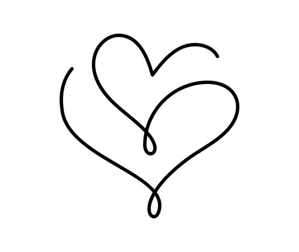 Hand drawn love two monoline hearts sign. Vector Romantic illustration symbol pairs, passion and wedding. Calligraphy Design flat element of valentine day. Template greeting card, invitation Hand drawn love two monoline hearts sign. Vector Romantic illustration symbol pairs, passion and wedding. Calligraphy Design flat element of valentine day. Template greeting card, invitation. 2 hearts stock illustrations