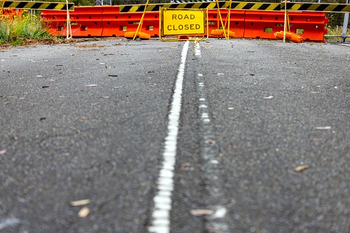  A road sign damaged by a vehicle 