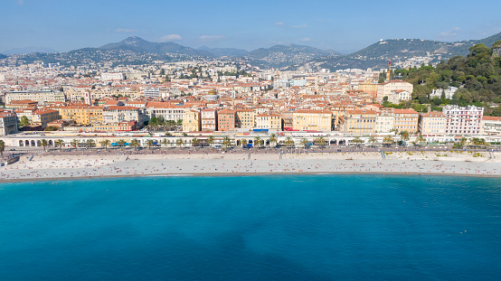 Aerial view on buildings and city, Old town in Nice, France