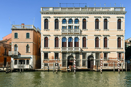 Venice, Veneto, Italy - 08 21 2022: The palace is also known as Ca' dei Cuori, due to the presence of hearts (