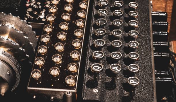 istock Top view closeup shot of an old vintage enigma code breaker 1452767627