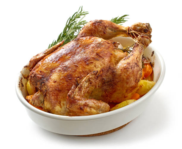 roasted chicken and vegetables stock photo