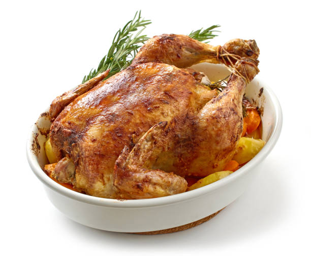 roasted chicken and vegetables - fotografia de stock