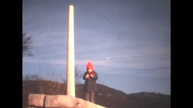 70's 8mm Footage - Little Boy in 1970s Walking on the Top of the Stone Wall