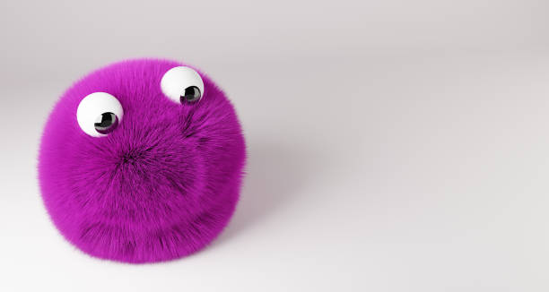 istock 3d render of Violet fuzzy creature on white. 1452770644