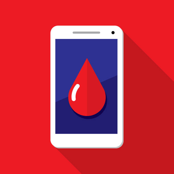 ilustrações de stock, clip art, desenhos animados e ícones de blood drop smartphone icon flat - red blood cell