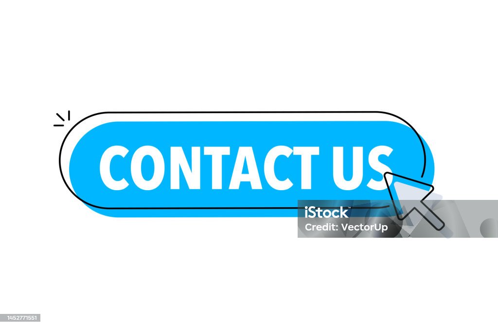 Contact Us Button With Cursor Pointer Click Vector Web Button Stock ...