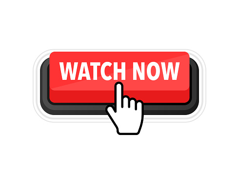 Watch Now Button With Cursor Pointer Click Vector Web Button Stock ...