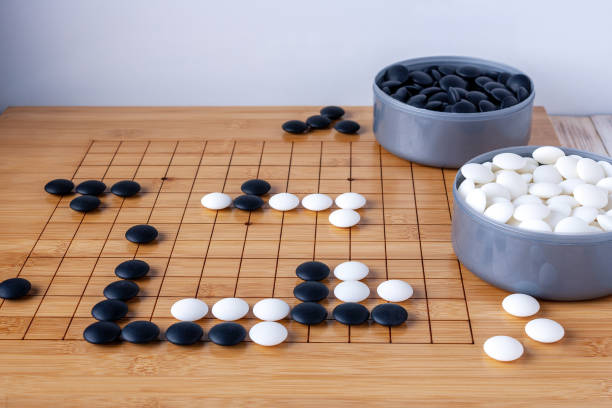 istock dice laid out on a goban, a game of Go 1452775250