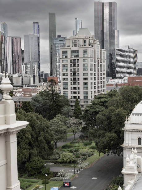 View over the sunny skyline of Melbourne in Victoria, Australia