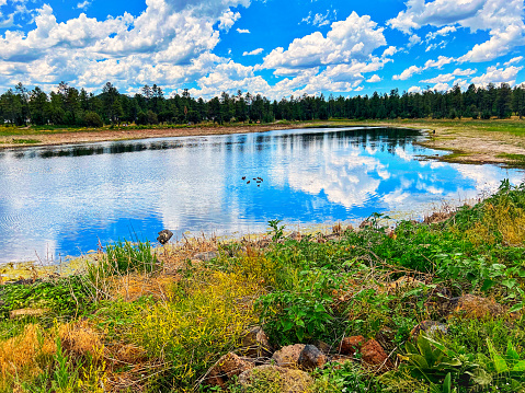 Pinetop Lake path with clouds