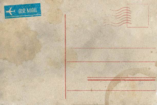 istock Backside of blank airmail postcard with dirty stain 1452788574