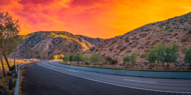 istock Sunset over the mountains along the highway in Palm Springs 1452789204
