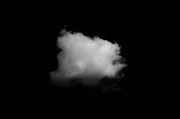 istock Set of clouds white on isolated elements black background. 1452796569