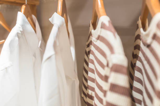 Shirts hanging in the closet