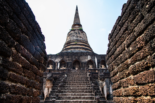Chang Lom temple in Si Satchanalai historical park, Thailand.