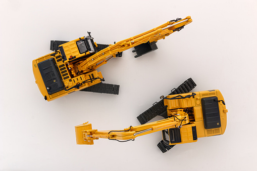 Excavator loader on a white background,Top view