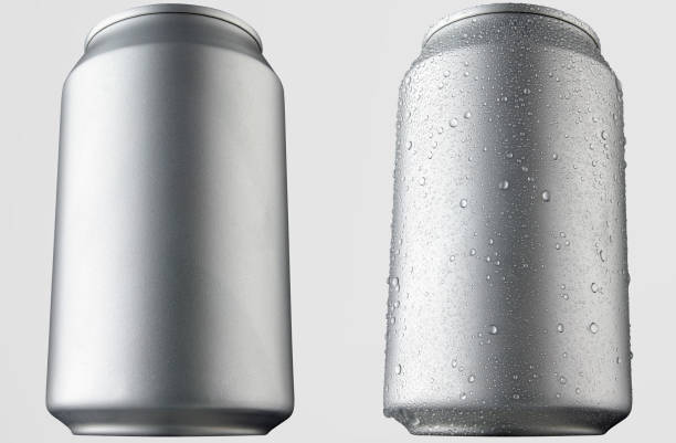 istock Low angle view of beverage drink can, with and without water drops. 1452810738