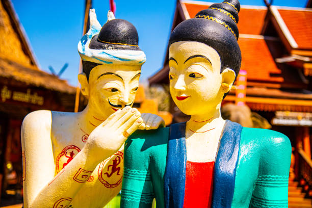 Love whispering statue in Nan province, Thailand.
