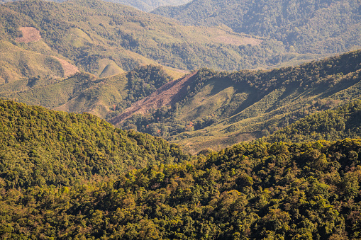 Mountain view at 1715 view point in Nan province, Thailand.