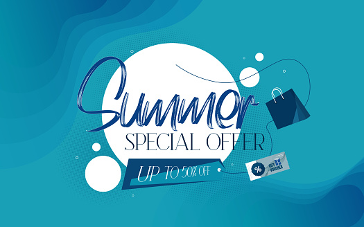 Summer Sale banner on blue background. stock illustration